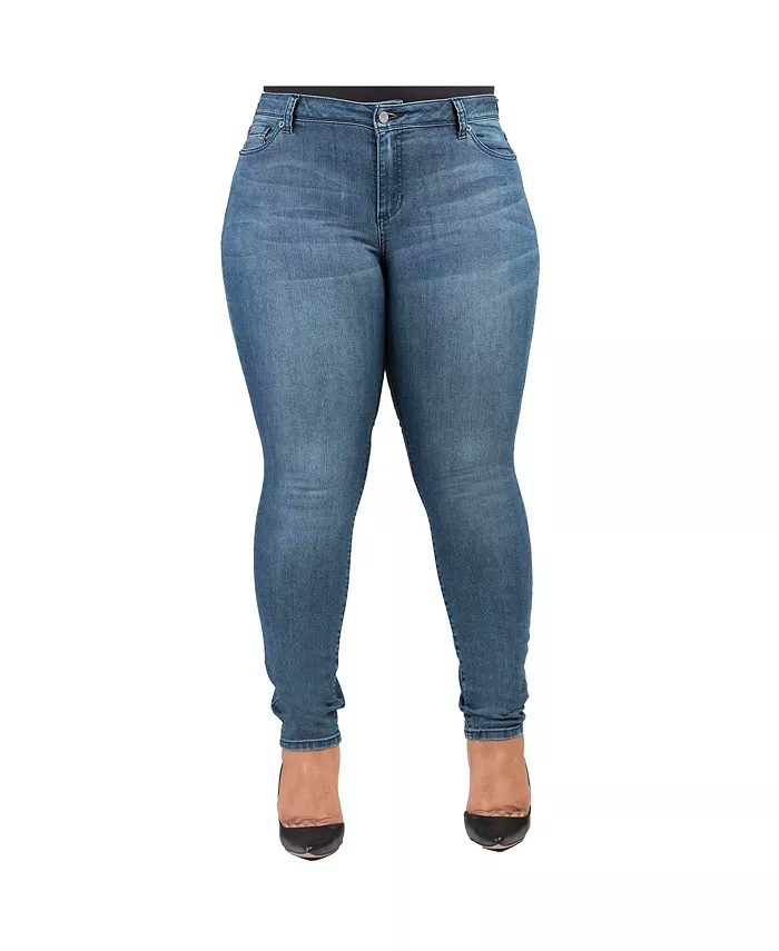 

Джинсы скинни Curvy-Fit Basic с пятью карманами размера Plus Size Light 29 Poetic Justice, синий