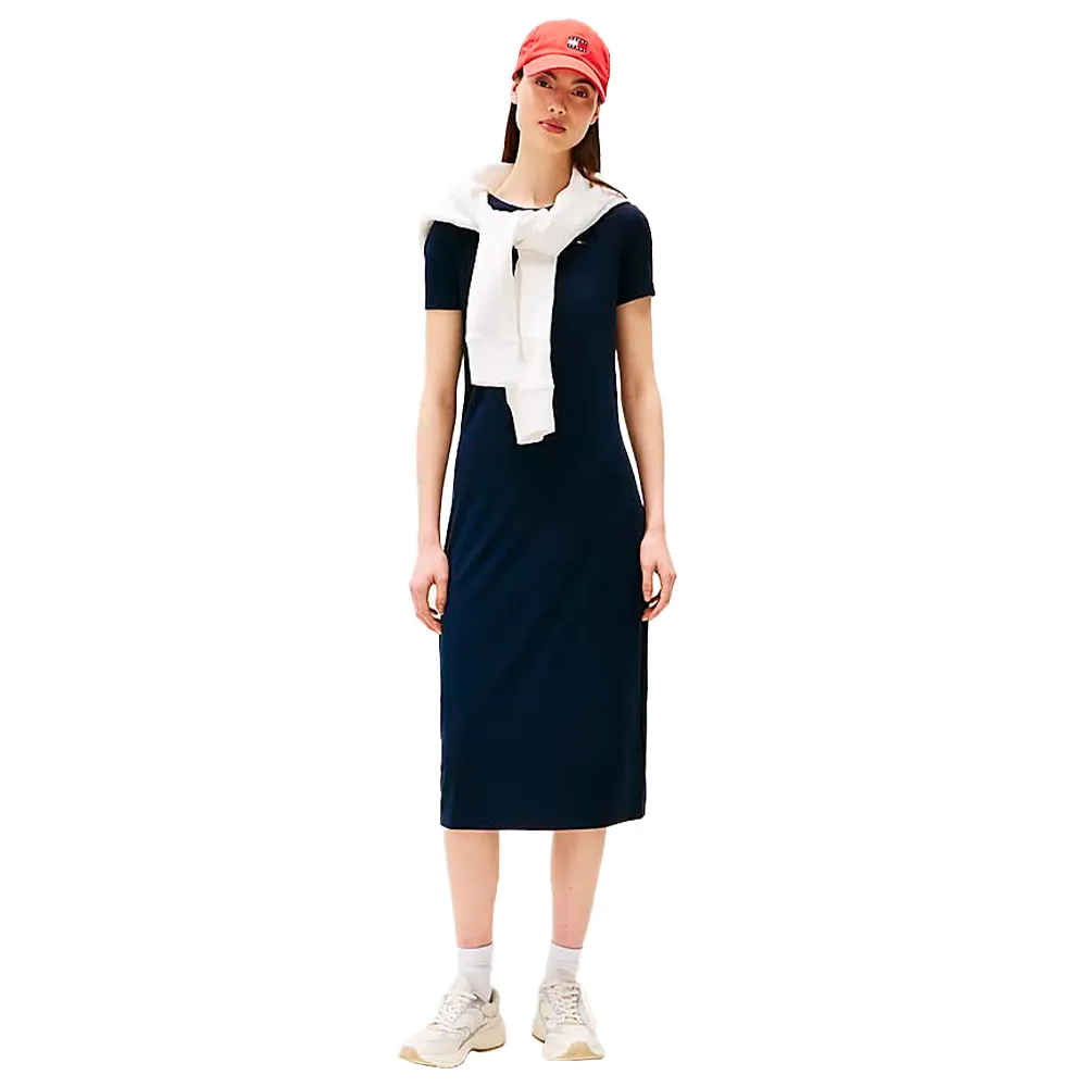 

Платье Tommy Jeans Bodycon short sleeve midi, синий