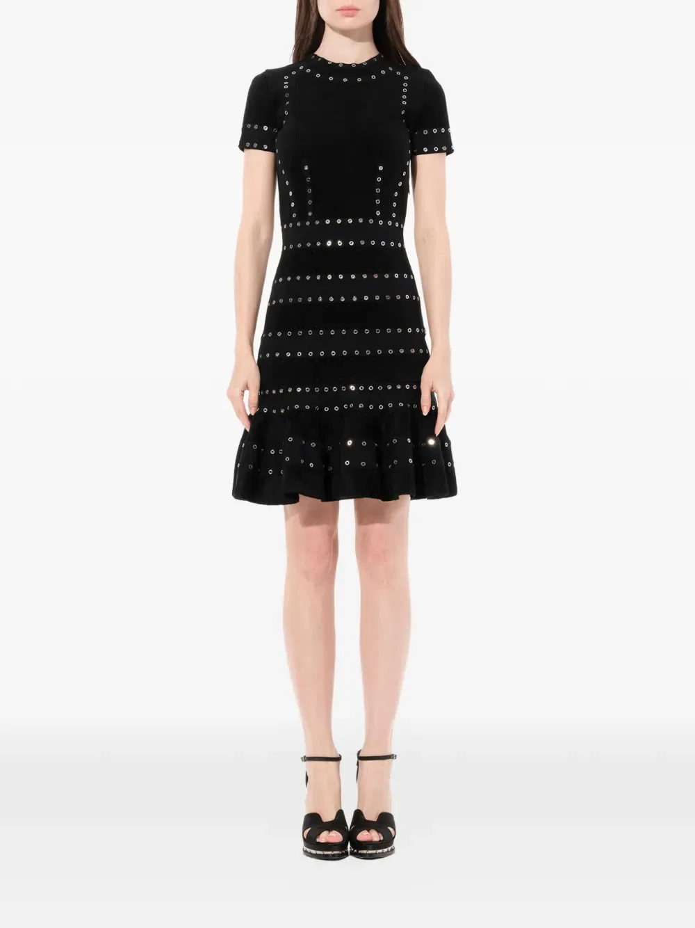 Платье, украшенное перфорацией Alexander Mcqueen, черный