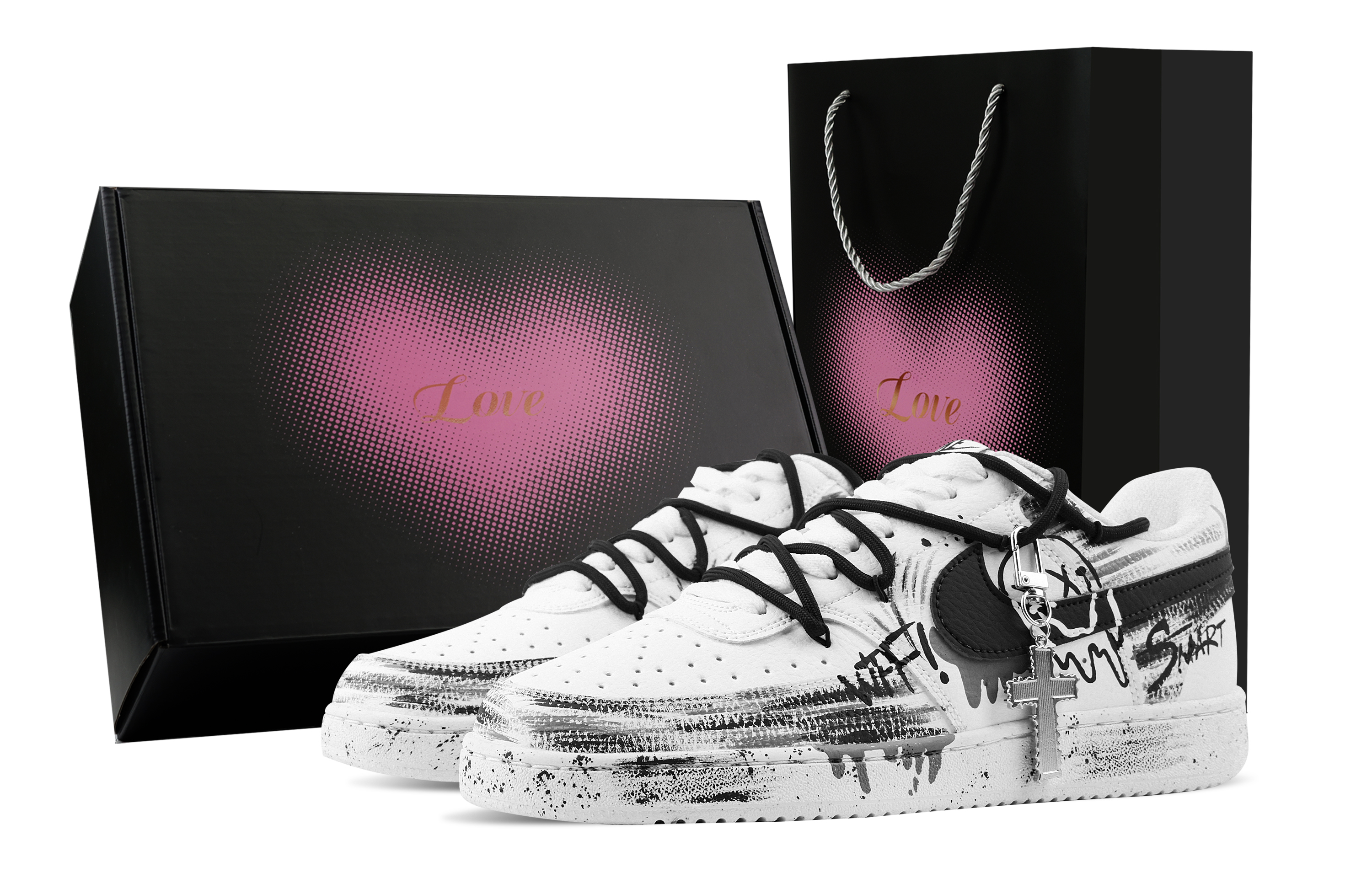 

Nike Кроссовки Court Vision 1 Melting Crisis, Heart Box, износостойкие, низкие, для скейтбординга, мужские, черно-белые