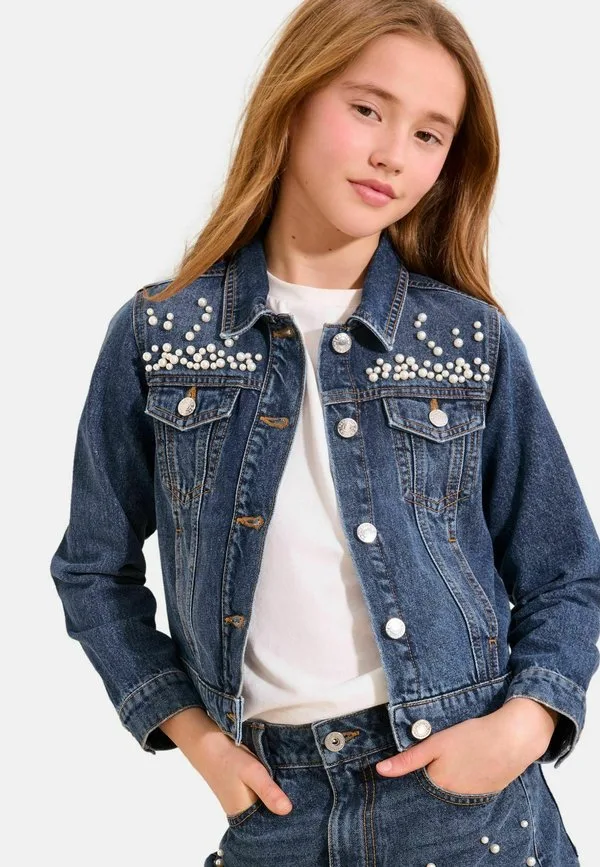 Джинсовая куртка прямого кроя с вышивкой Lipsy, Dark Wash Blue Embellished — фото 2