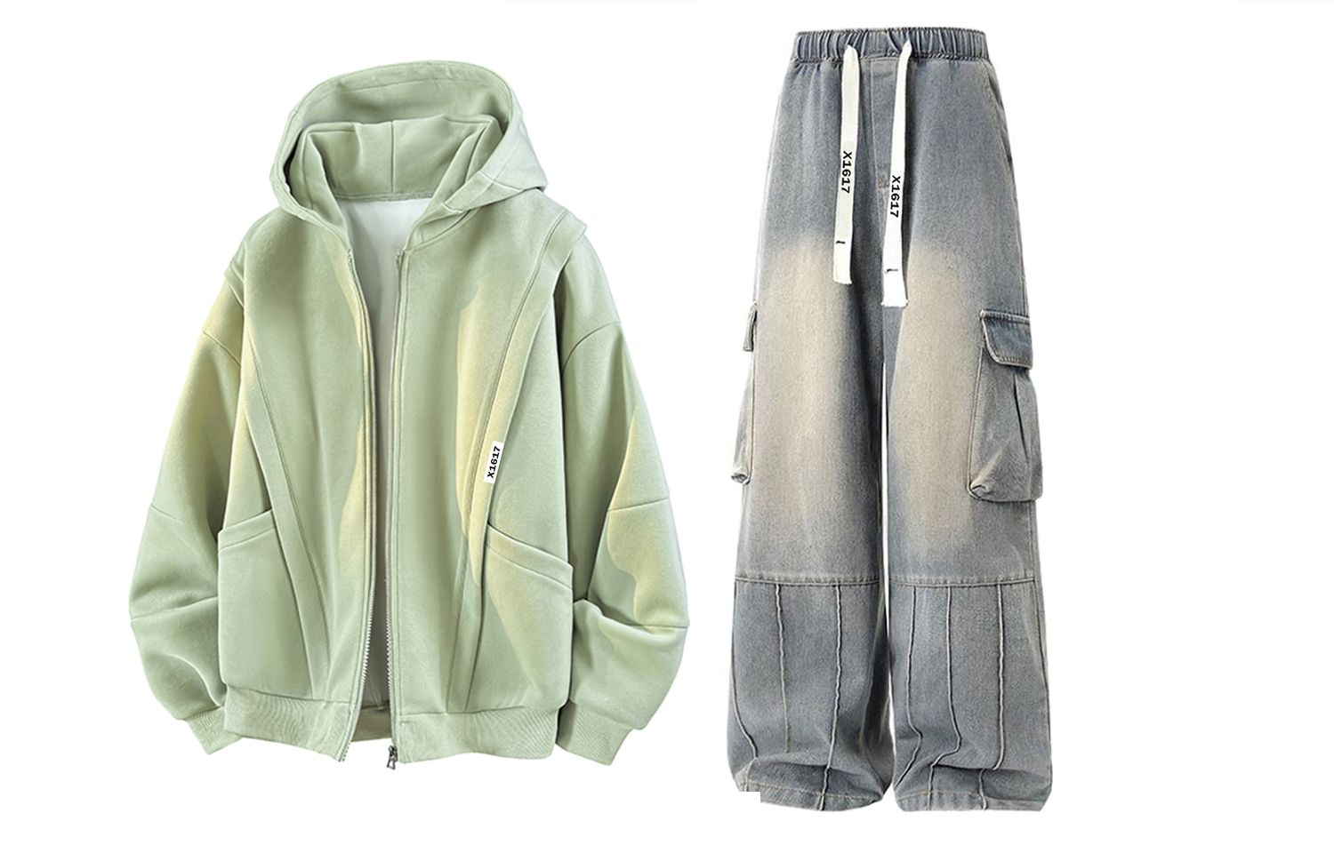 

Повседневный худи Unisex Casual Sportswear X1617, fruit зеленый top+синий pants