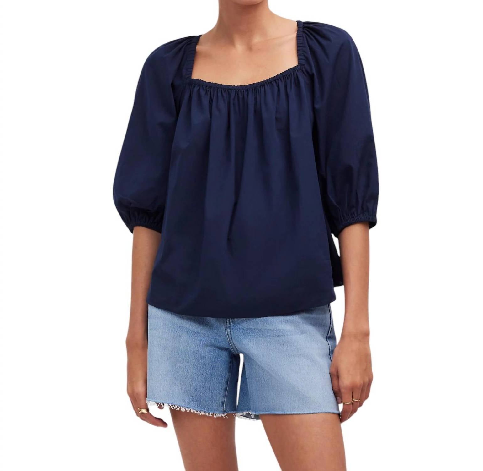 

Топ Babydoll с рукавами-фонариками в темно-синем цвете Madewell