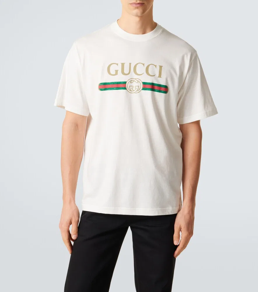 Футболка Gucci из хлопкового и шелкового трикотажа, белый — фото 3