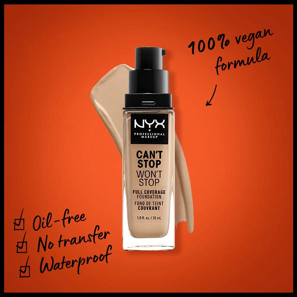 Стойкая тональная основа «Can't Stop Won't Stop Full Coverage Foundation» Buff от NYX Professional Makeup Nyx Professional Makeup, 10 Buff