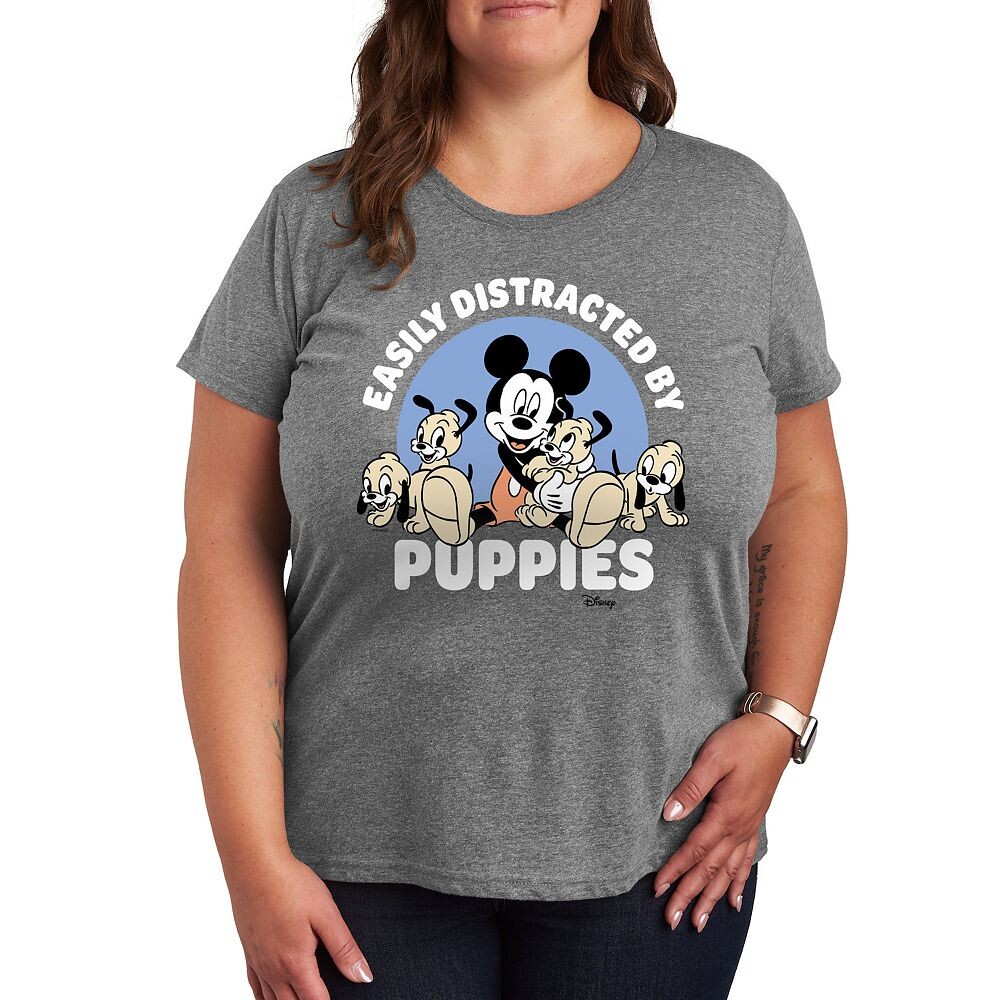 

Футболка Disney's Mickey Mouse Plus с рисунком щенков, цвет Heather Gray