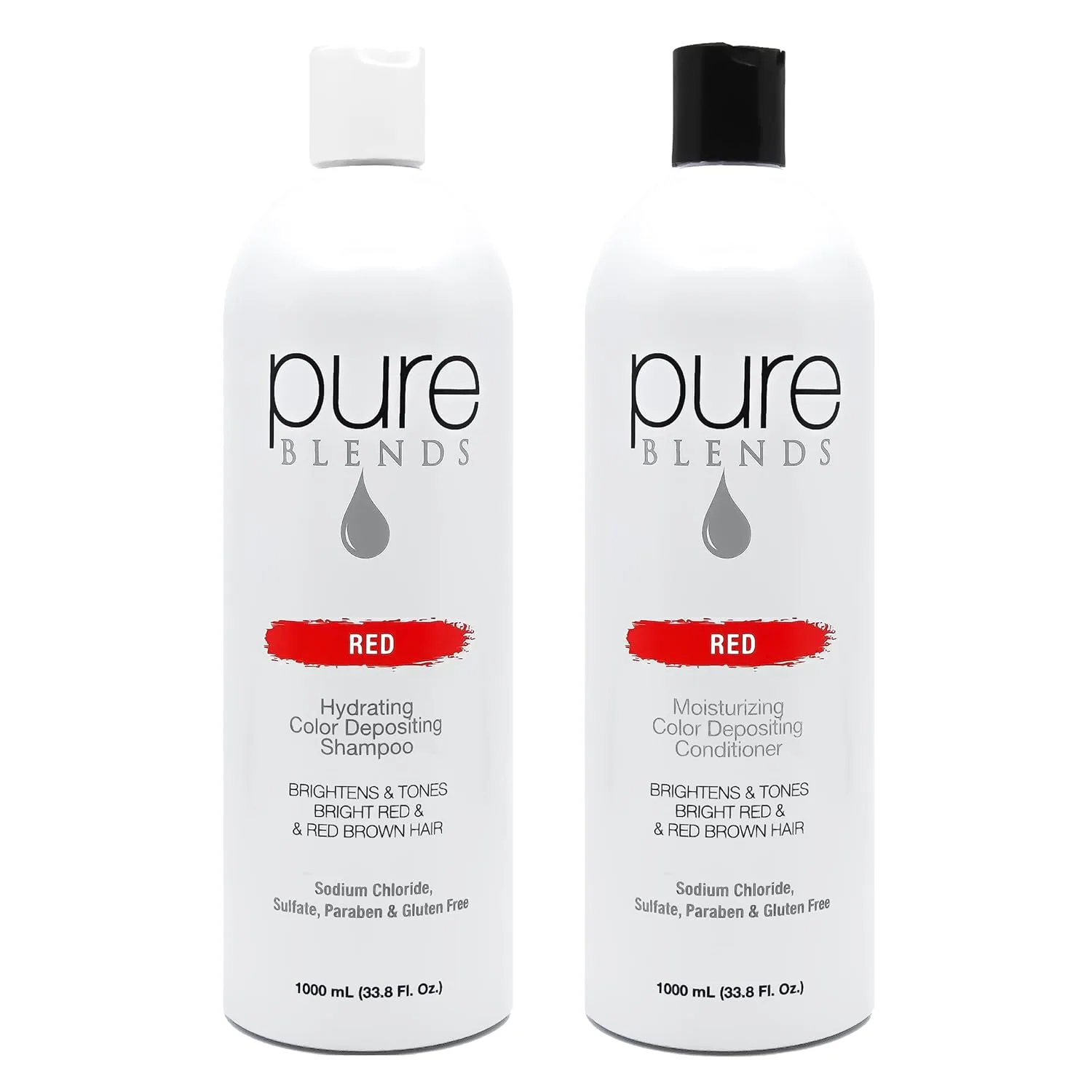 Pure Blends шампунь и кондиционер для обновления цвета Red, 1 л, для осветления и тонирования выцветших волос, предотвращает вымывание цвета и продлевает стойкость окрашивания, полуперманентная краска для волос