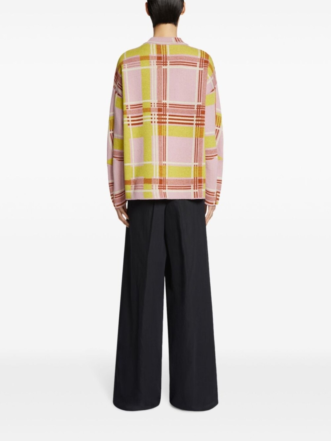 

DRIES VAN NOTEN клетчатый джемпер с круглым вырезом, розовый