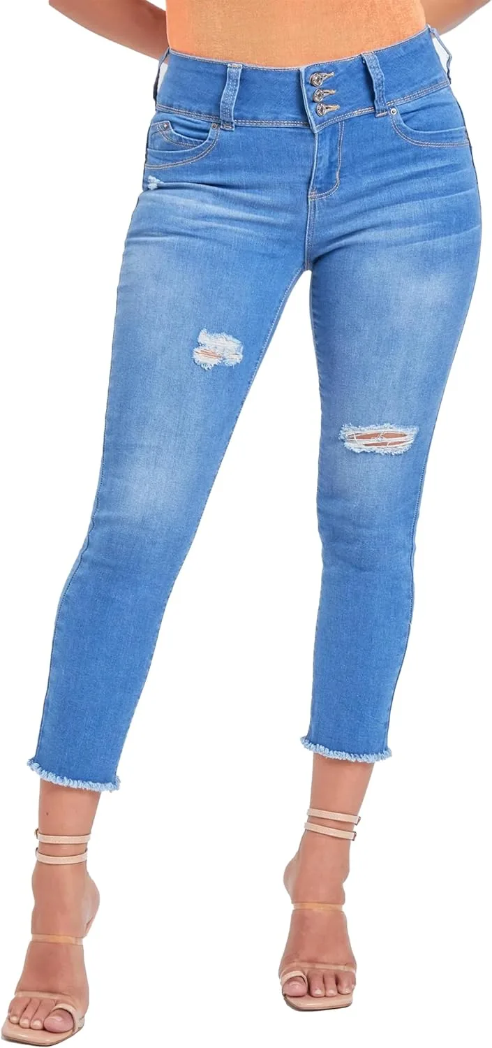 

YMI Women's Wannabettabutt джинсы с 3 пуговицами и рваным краем