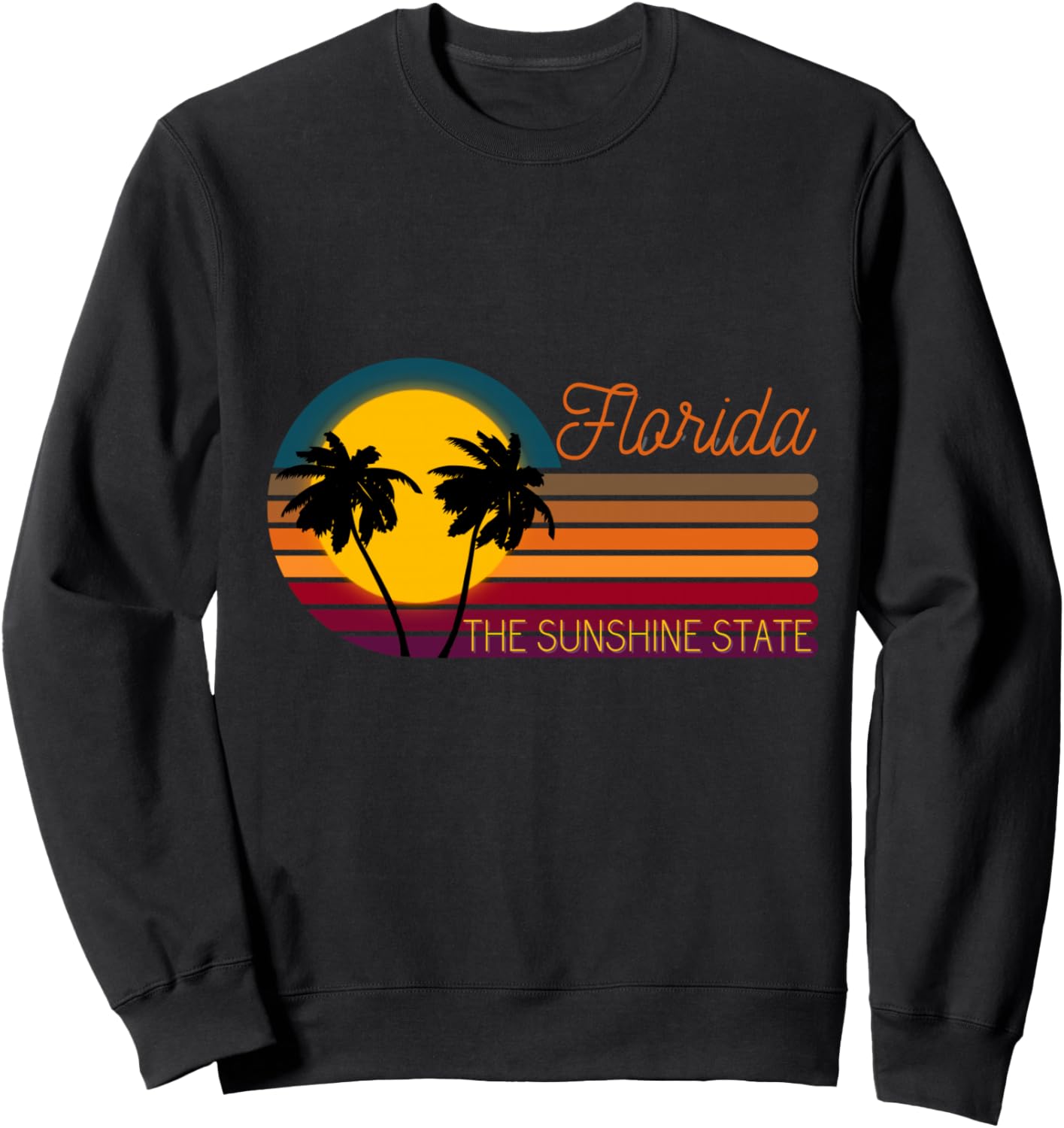 

Флорида, Солнечный штат США, американский ретро-закат, винтажная толстовка Vintage Florida Vibes Iconic Palm State Retro, черный