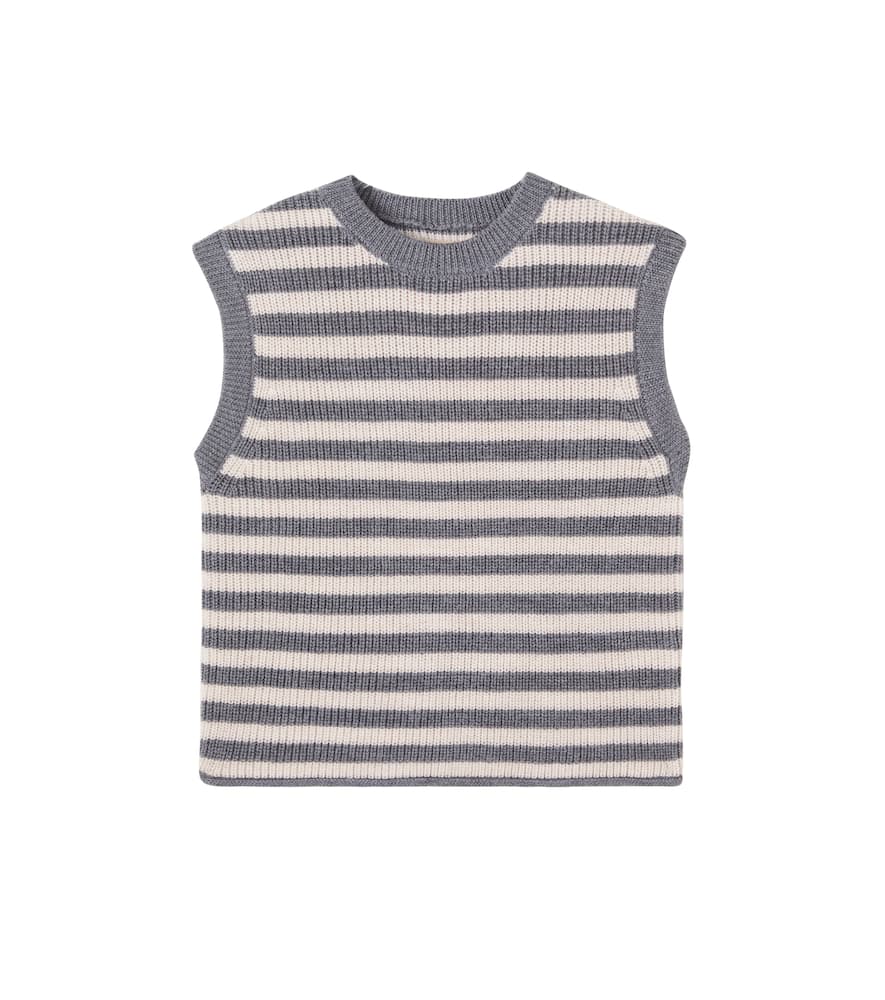 

Вязаный жилет из шерсти в рубиновую полоску Wheat, Grey Stripe