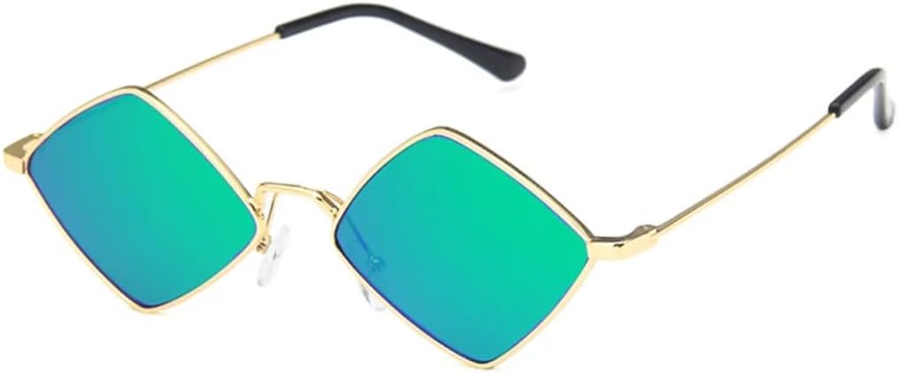 

Солнцезащитные очки с защитой UV400 | Маленькая металлическая оправа, цветные линзы | Для женщин и мужчин, для занятий спортом на открытом воздухе и вождения DSVIGF, Gold Green