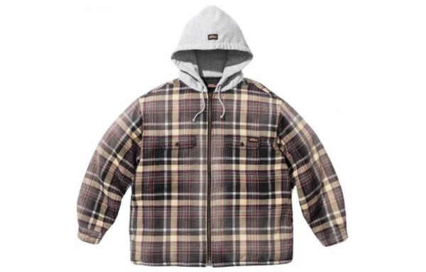 Рубашка x dickies fw23 week9 plaid hooded zip up shirt 'brown' Supreme, коричневый — фото 2