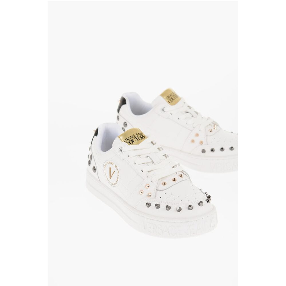 Кроссовки JEANS COUTURE из текстурированной кожи COURT 88 Low Top с Versace, White