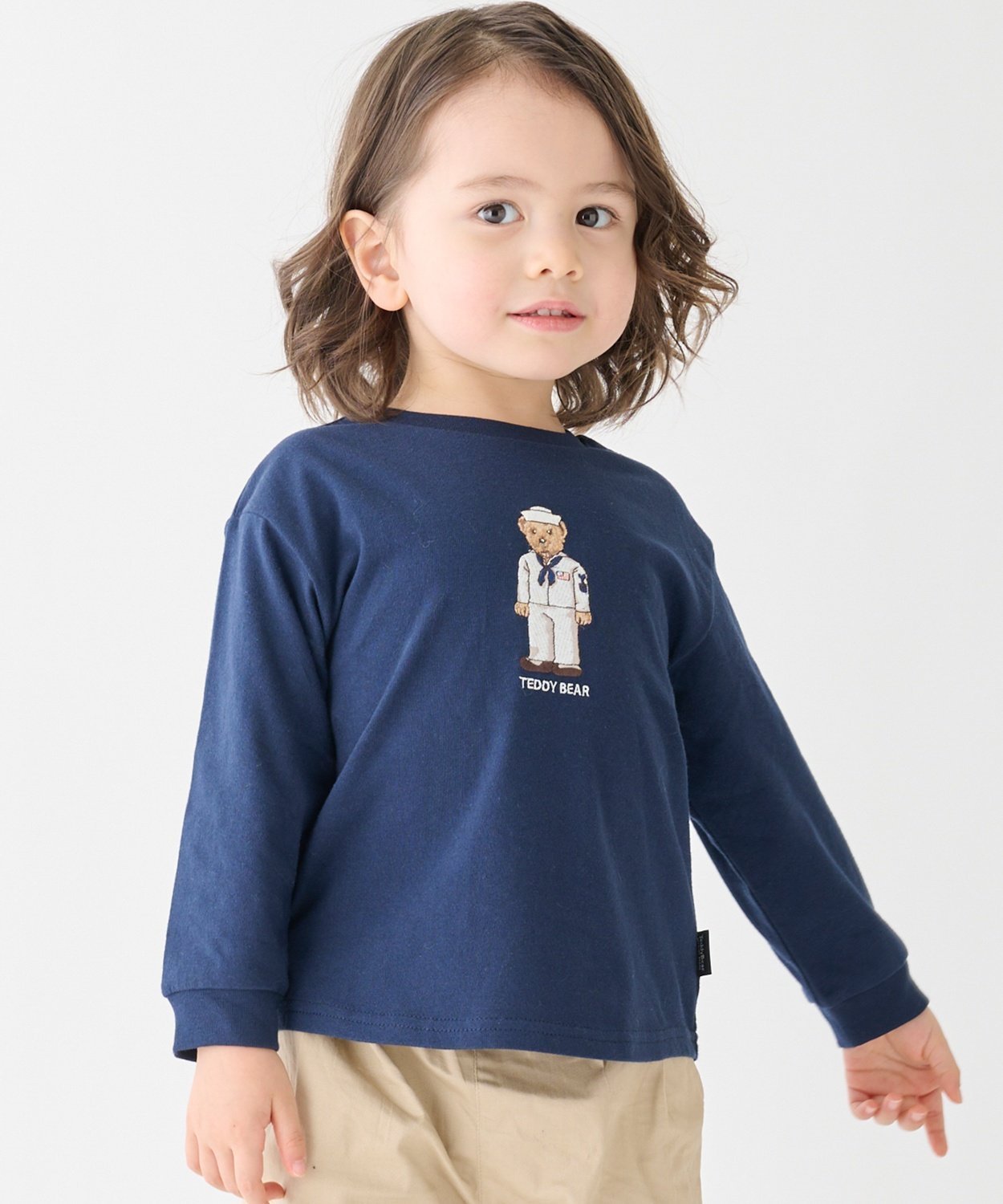 Вышитая футболка с длинными рукавами Petit main, Navy blue