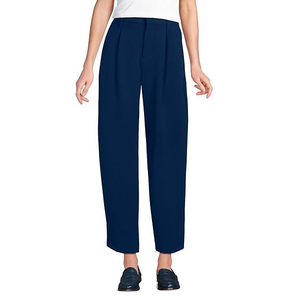 

Женские брюки с высокой посадкой, плиссированные, укороченные Lands' End, Deep Sea Navy