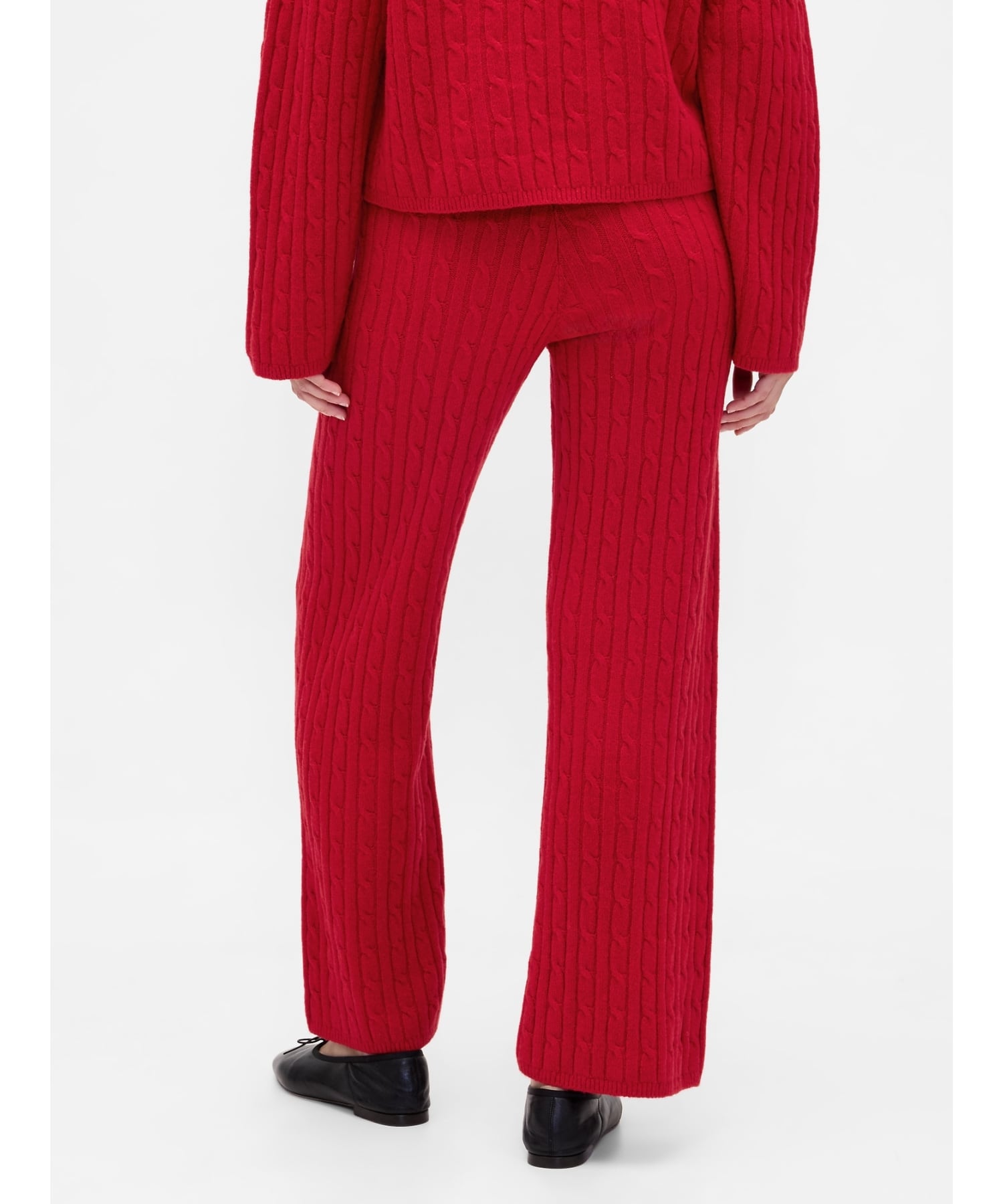 (W)CashSoft Кашемировые трикотажные брюки с кабельным плетением GAP, MODERN_RED — фото 4