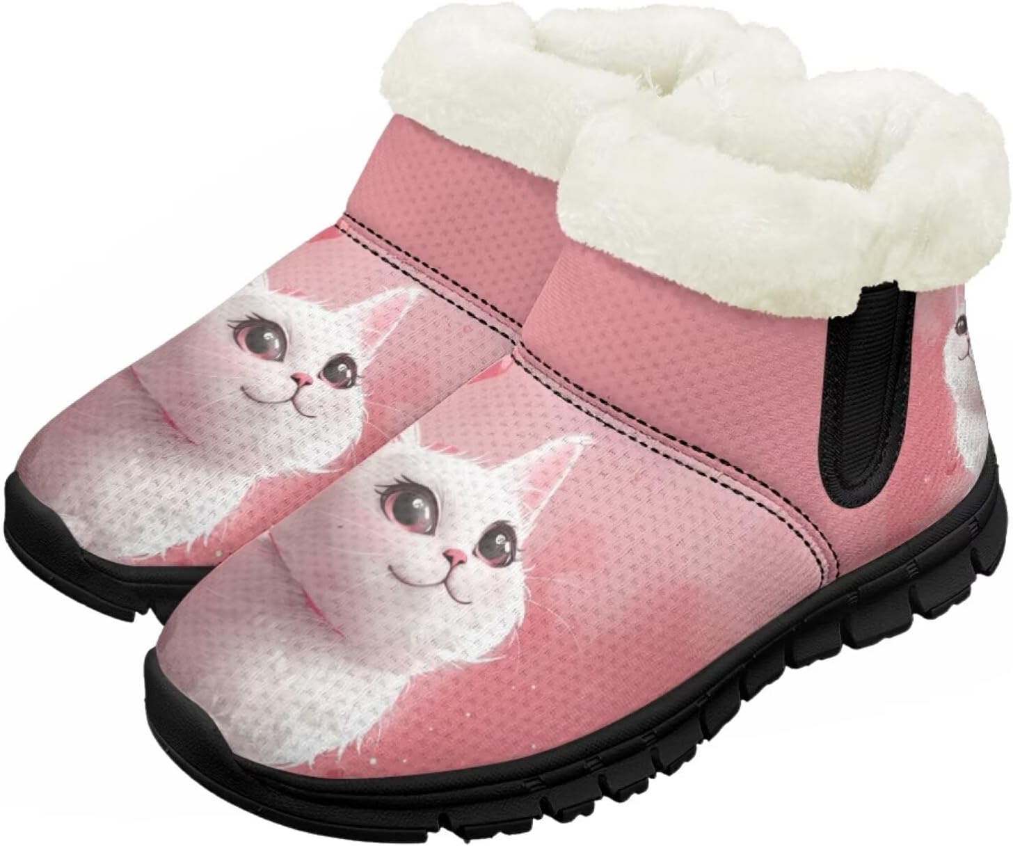 

Большие и маленькие детские зимние сапоги с меховой подкладкой для девочек, пушистые сапоги, нескользящие уютные зимние ботинки для улицы Pointodoor, Cat