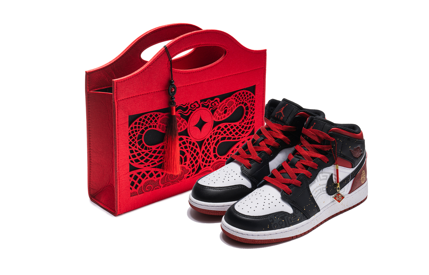 

Jordan Мужские кроссовки Air 1 Cushioned Slip-Resistant Breathable High-Top Vintage Basketball Shoes Black Red