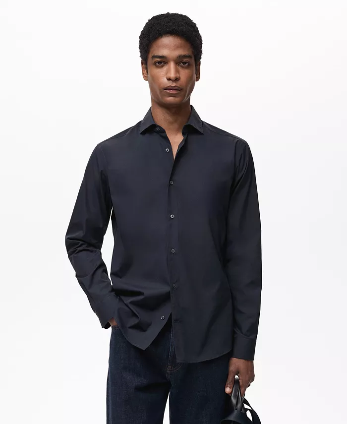 

Мужская хлопковая рубашка Regular-Fit MANGO, синий