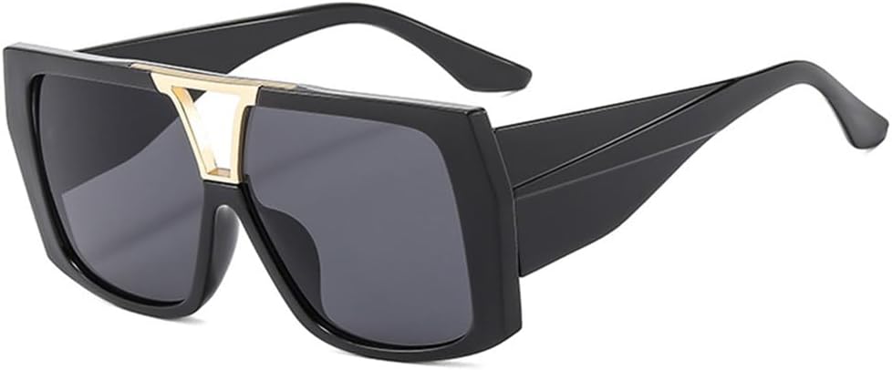 

Ретро солнцезащитные очки с двойной перемычкой для женщин, градиентные линзы, защита от УФ-излучения UV400, двухцветные, для мужчин, большие солнцезащитные очки HDUBFY, Black Gray