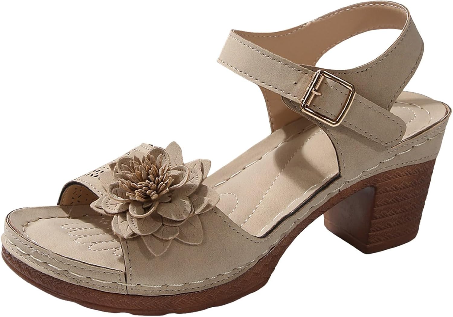 

Женские ортопедические сандалии Canbebig с высокой платформой и каблуком, элегантные летние сандалии на танкетке с ремешком на щиколотке, удобные регулируемые сандалии для пляжа и прогулок, бежевый