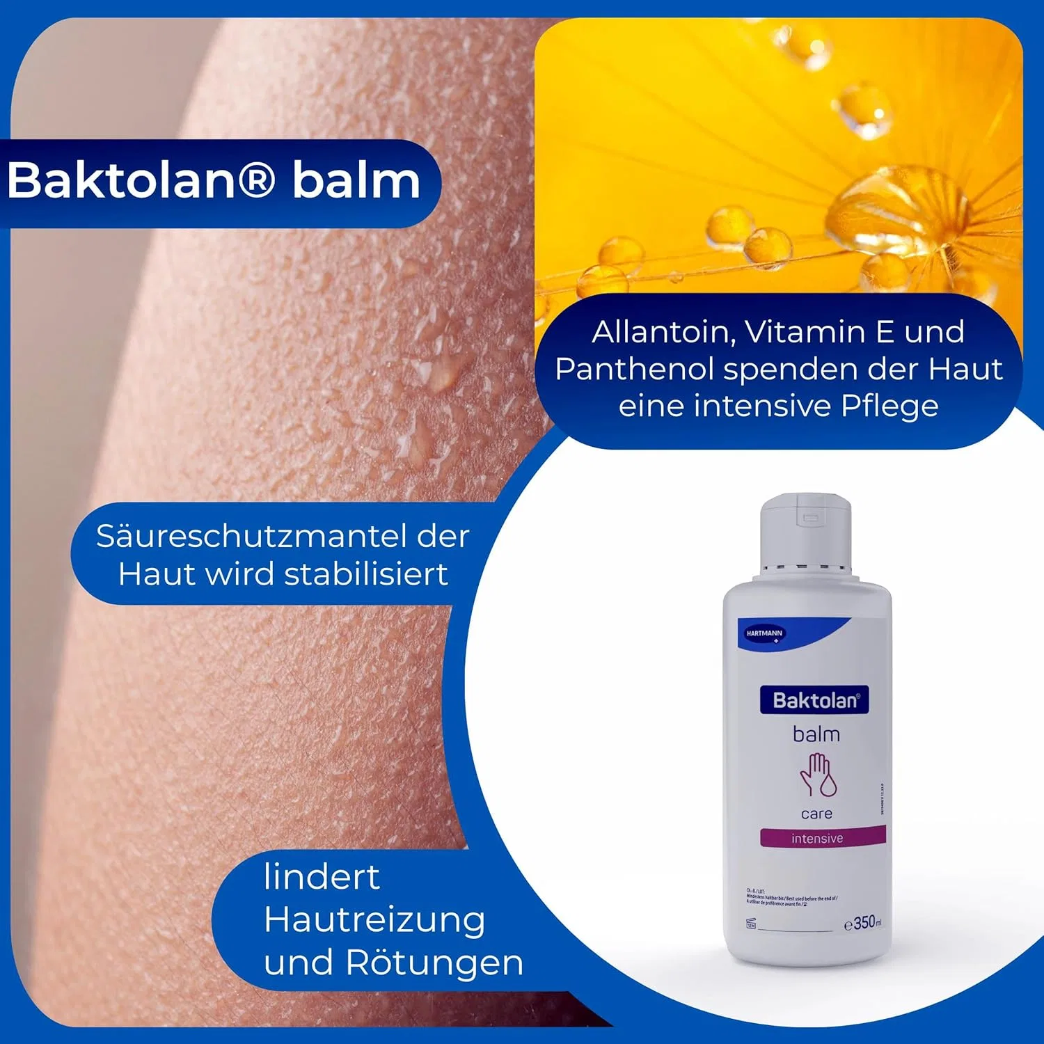 Интенсивно питательный бальзам для кожи Baktolan Balm с дозирующим насосом, 3 x 350 мл ‎Horn Medical — фото 2