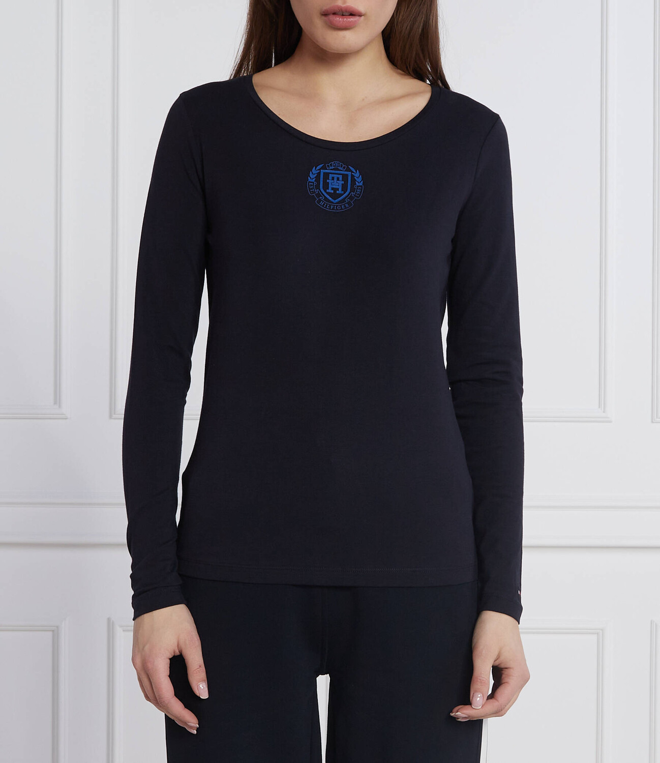 

Блуза Tommy Hilfiger crest scoop Slim Fit, темно-синий