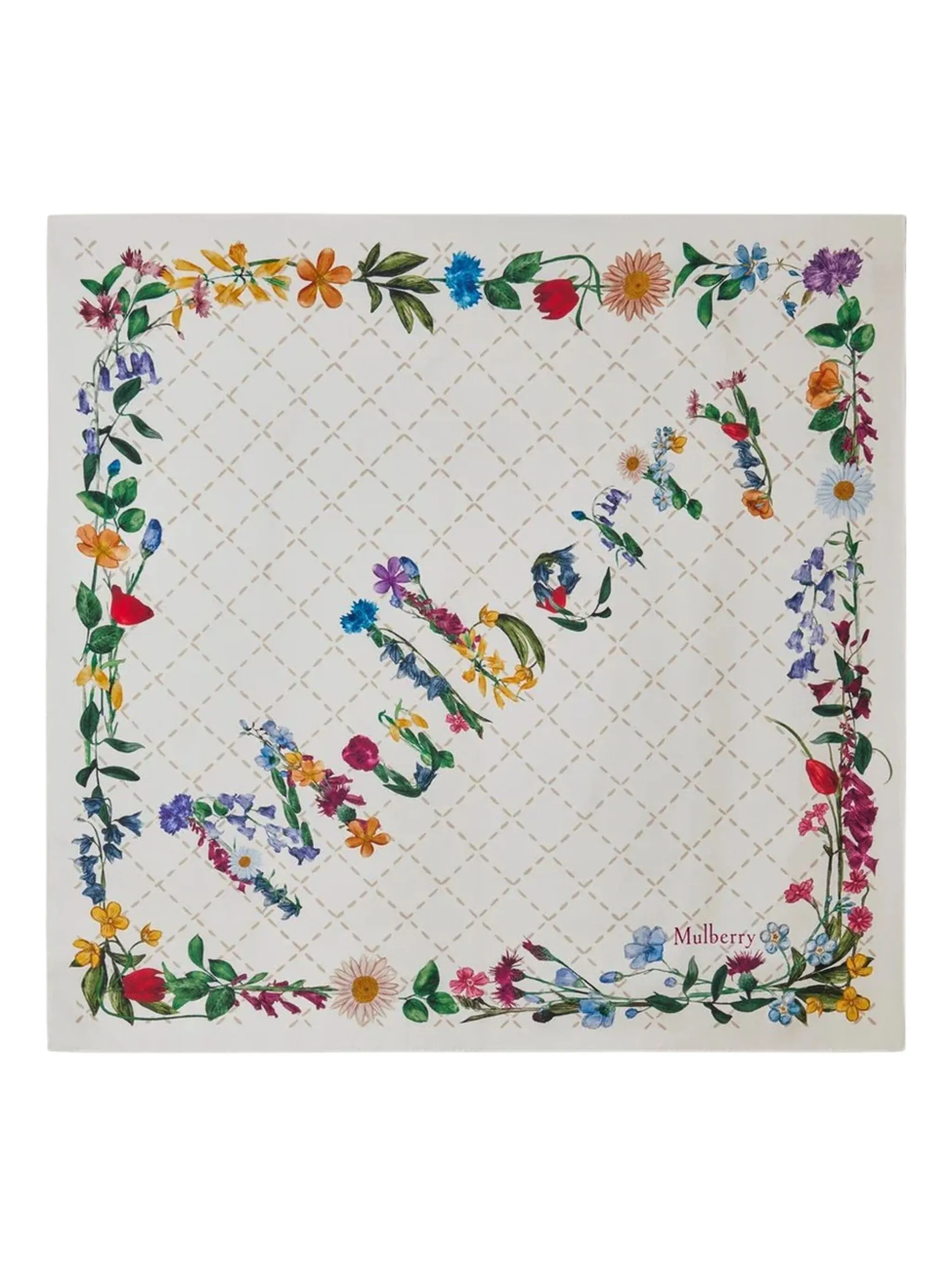 

Платок с цветочным принтом Mulberry, белый