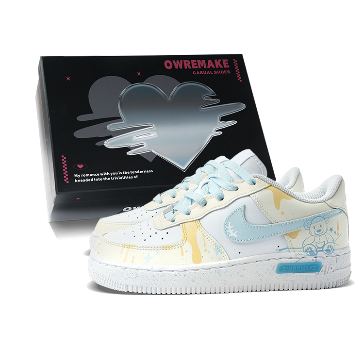 

Кроссовки Air Force 1 с антискользящей амортизацией, износостойкие, низкие, для детей и подростков Nike, желтый/синий