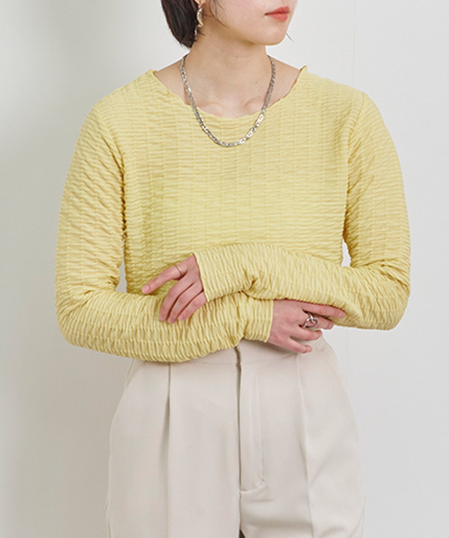 

mitis Футболка с длинным вырезом и присборенным верхом, желтый