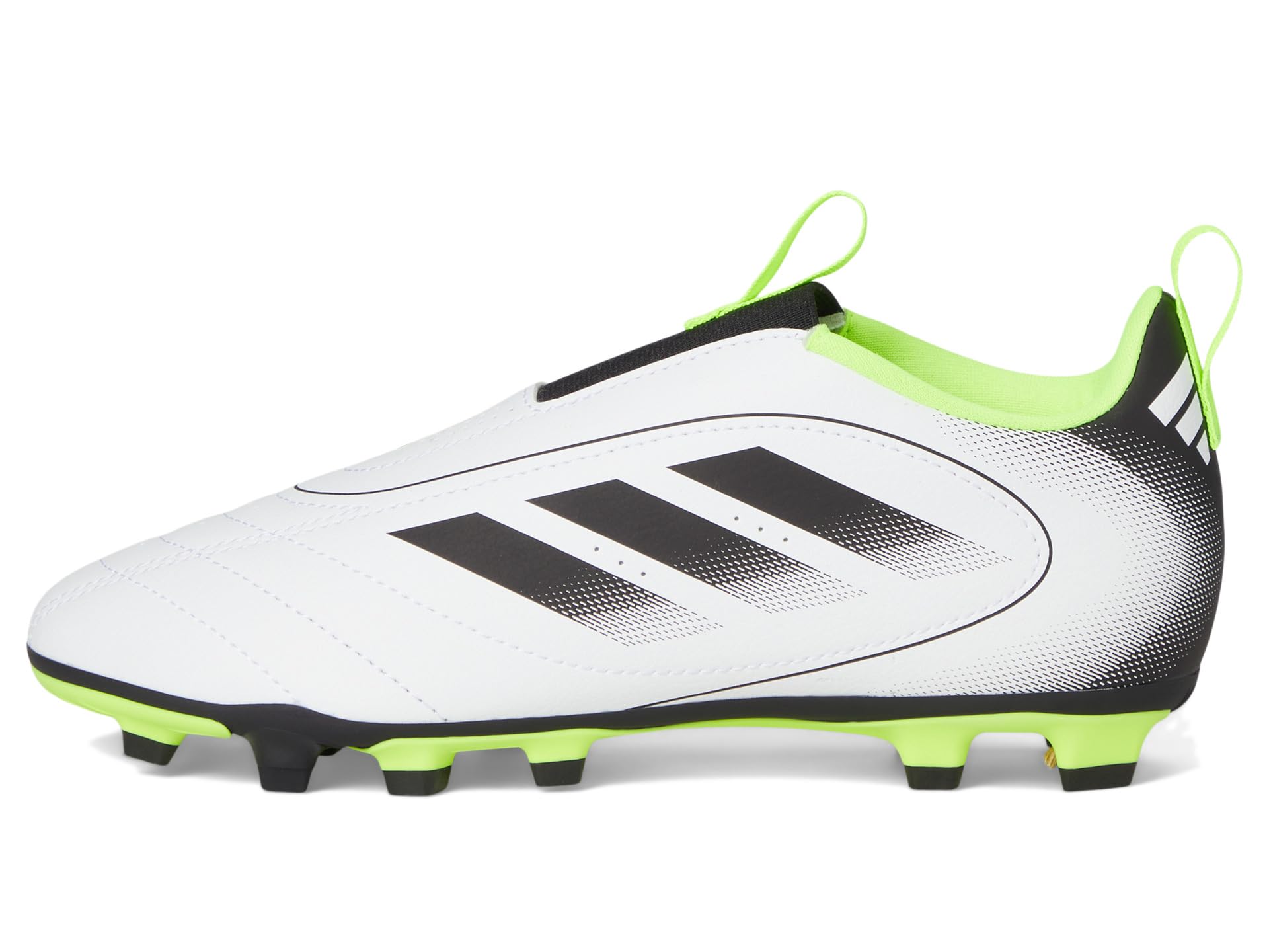 Кроссовки adidas Kids Goletto IX Laceless Firm/Multi Ground Soccer Cleats, цвет White/Black/Lucid Lemon — фото 4