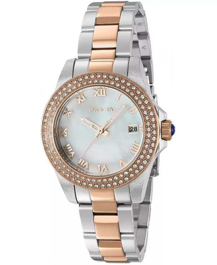 

Женские часы Angel Quartz 3 Hand с белым циферблатом, модель 36076 Invicta, золотой