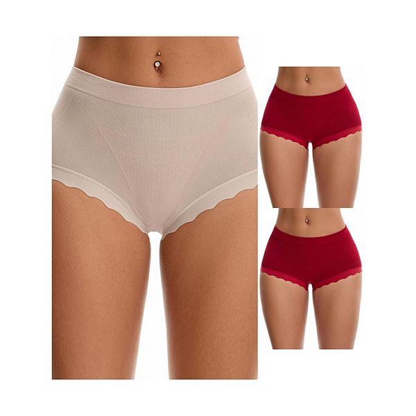 

3 пачки женских трусов с высокой талией, дышащие, корректирующие живот Inspire Chic, Red Pink