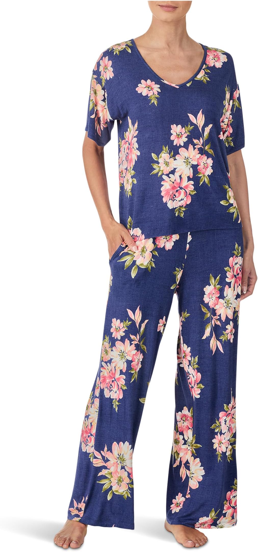 

Пижама Tommy Bahama Short Sleeve Long Pajama Set, цвет Navy Floral