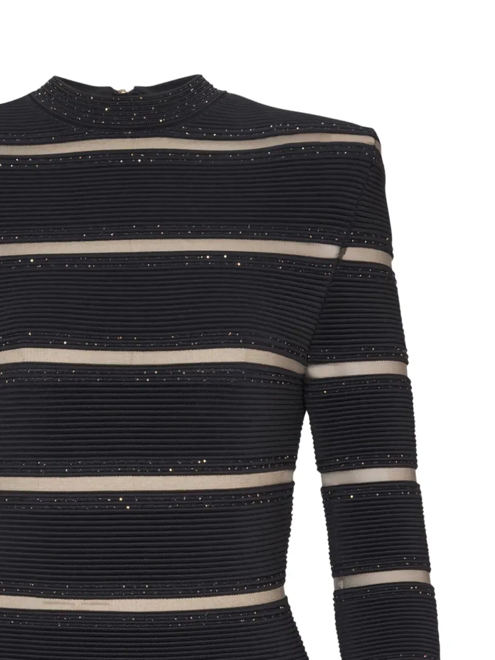 Платье-футляр в блестящую полоску Balmain, черный — фото 2