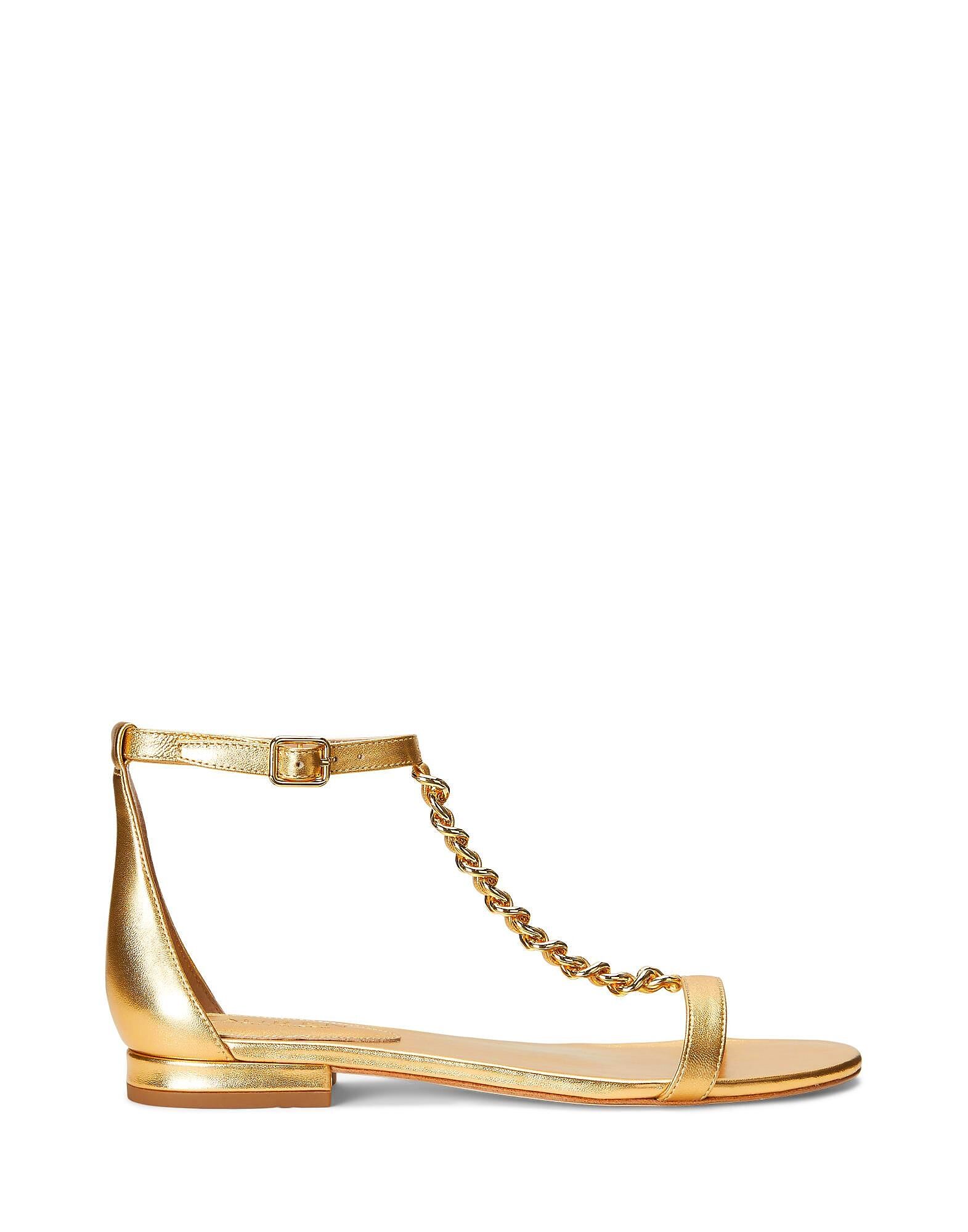 Сандалии Elise Metallic Nappa Leather Sandal Ralph Lauren, золотой