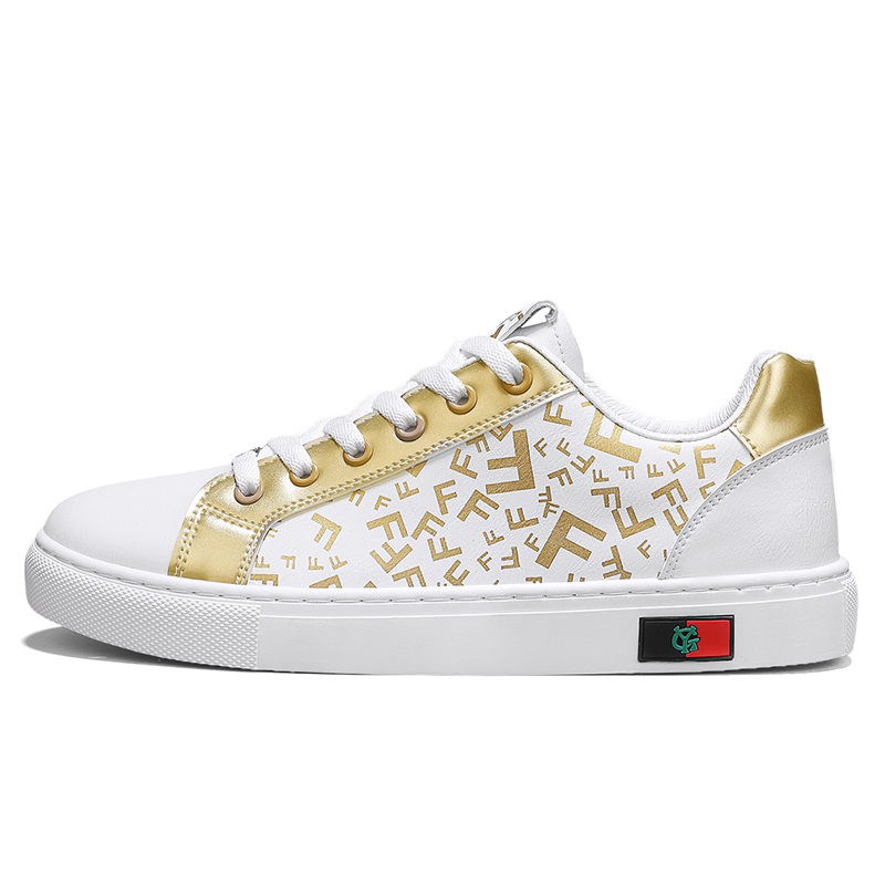 

BOLE Мужские лоу-топ скейтборд кроссовки бело-золотые, цвет White Gold
