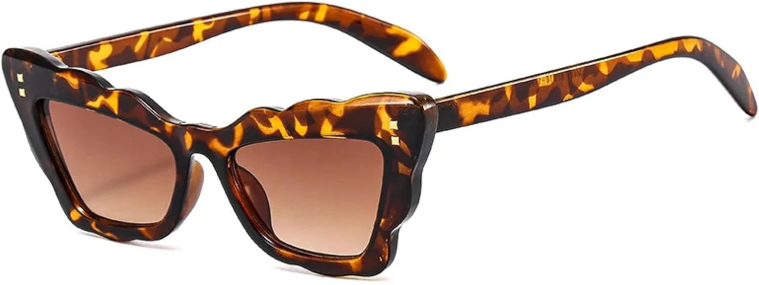 

Популярные модные солнцезащитные очки «кошачий глаз» для женщин, цветные, ретро, ​​с заклепками, для мужчин, градиентные, UV400 HHZZYVY, Leopard Tea Gradient