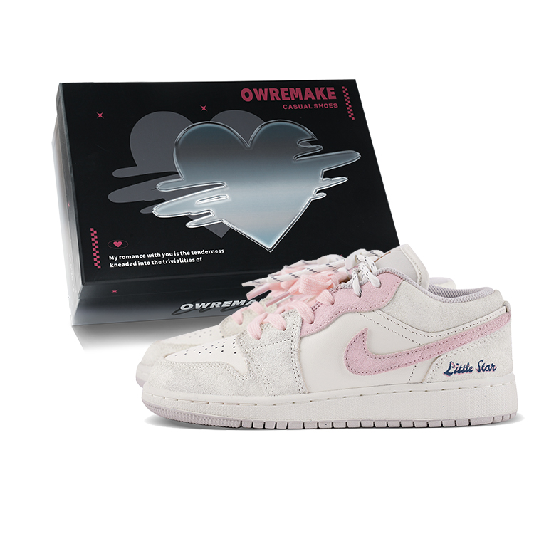 

Детские кроссовки для скейтбординга Air 1 Berry Milk Coffee Low Top для подростков Jordan, бежевый/розовый