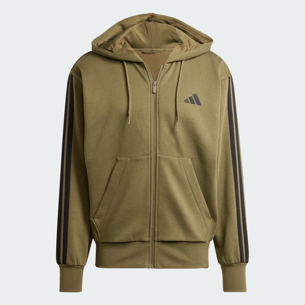 Толстовка Adidas Essentials 3-Stripes Fleece, оливковый