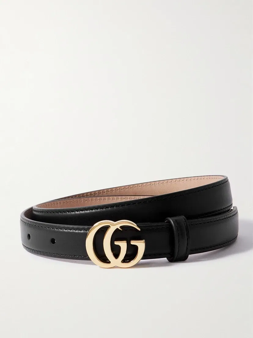 Ремень из кожи GG Marmont Flat GUCCI, черный