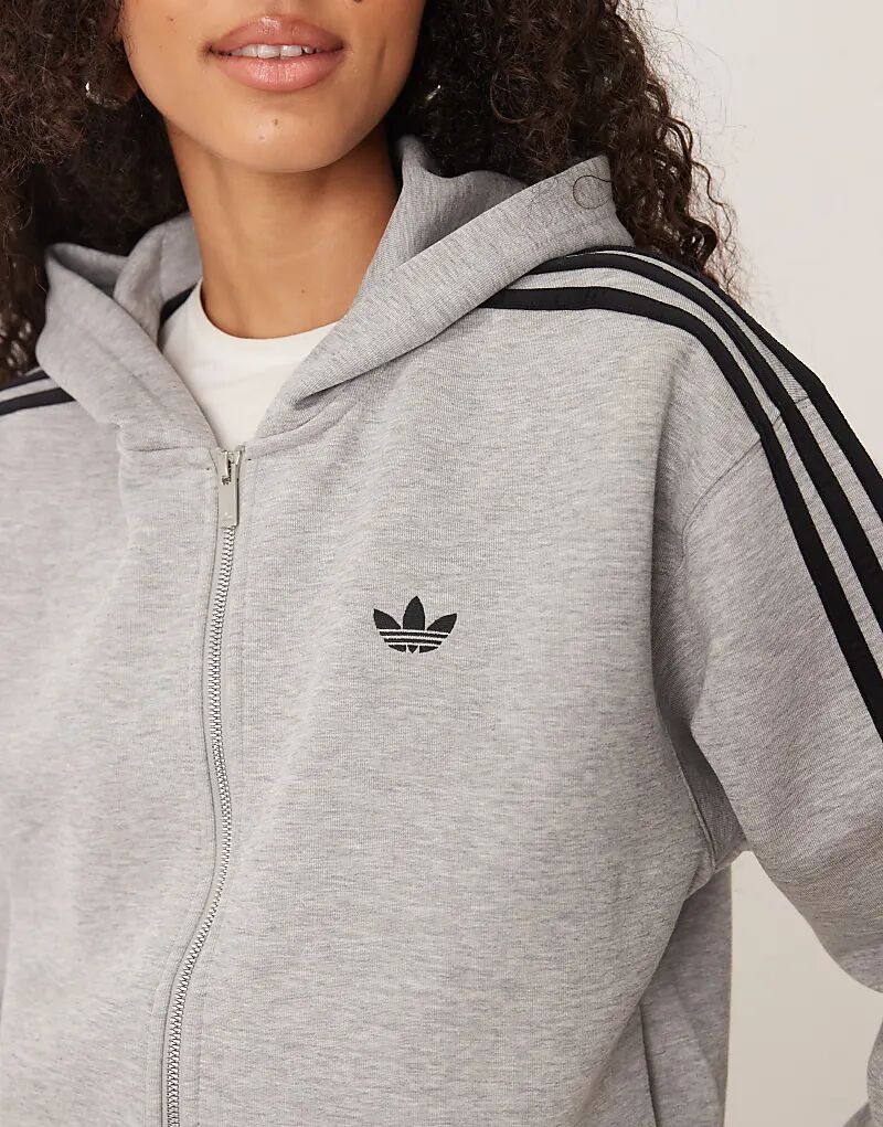 Толстовка Adidas Originals Spacer с застежкой-молнией серого цвета — фото 3