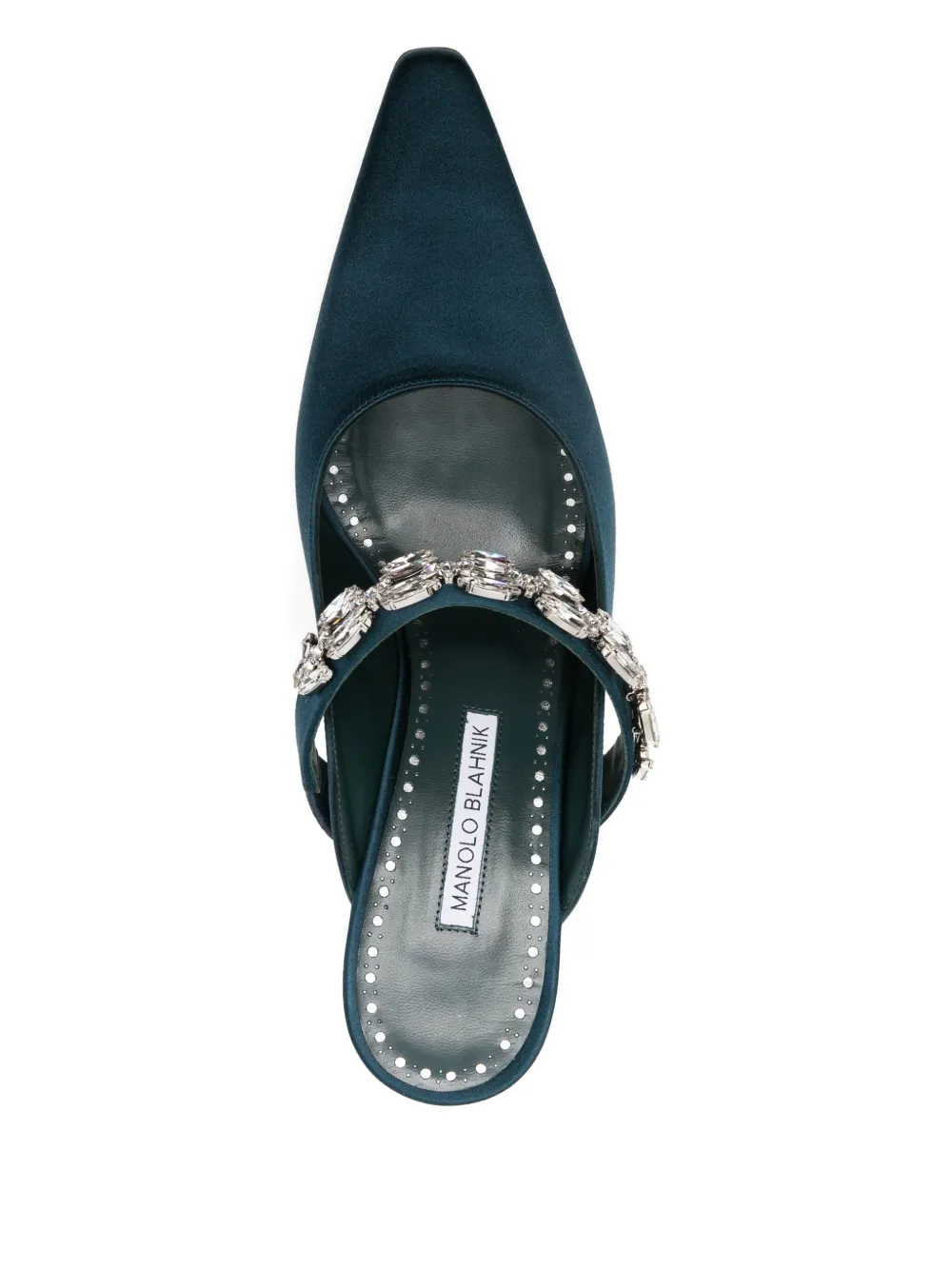 Атласные туфли-лодочки Tamolmu с кристаллами, каблук 70 мм Manolo Blahnik, синий — фото 4