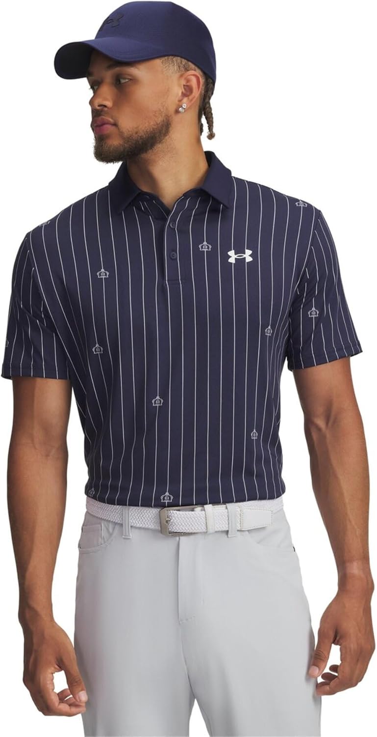 

Мужская поло-рубашка для гольфа UNDER ARMOUR UA Playoffs 3.0 с принтом Bridgestone Golf, белый/синий