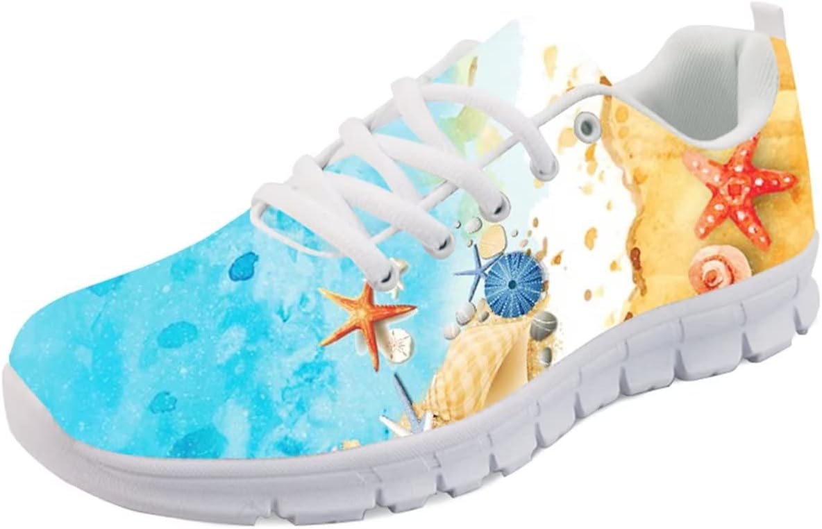 

Кроссовки Forchrinse Purple Nebula Blue Galaxy для мужчин и женщин, легкие спортивные кроссовки для бега и занятий в зале, Starfish on Beach