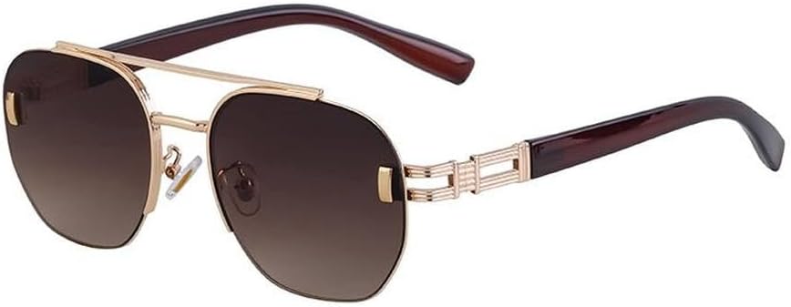 

Мужские солнцезащитные очки в металлической оправе, классические прямоугольные солнцезащитные очки для вождения, очки с защитой от УФ-излучения UV400 LVTFCO, C3goldbrowgray