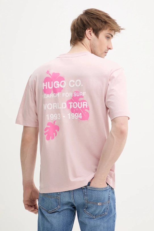 

Хлопковая футболка Hugo Blue, розовый