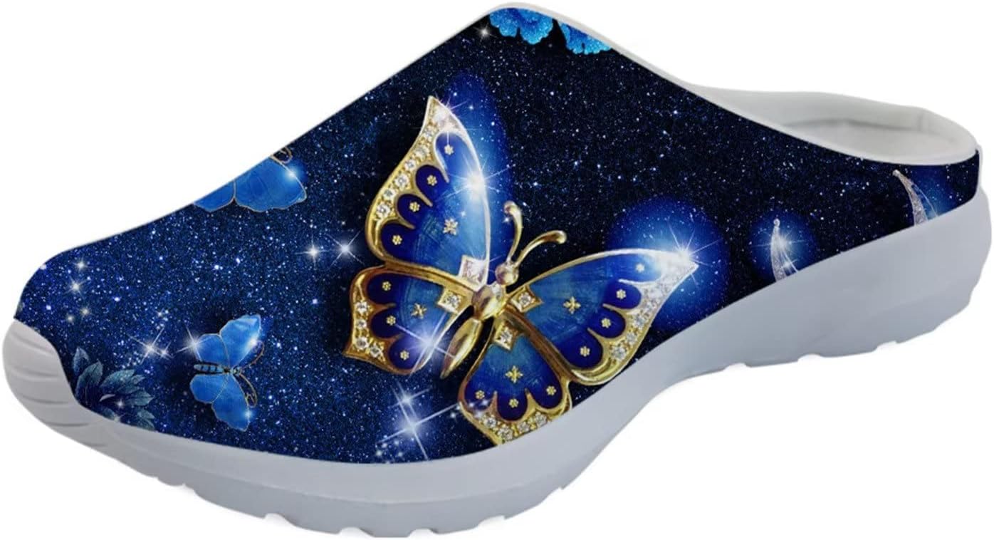 

Женские слипоны-мюли Forchrinse с милым Санта-Клаусом, мужские садовые сабо, сетчатые прогулочные туфли для повседневной носки, работы и спортзала, Decorative Butterfly