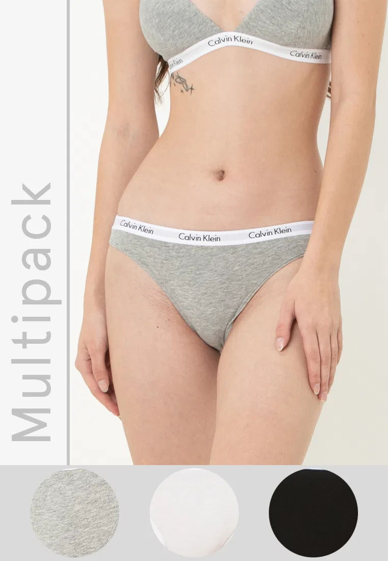 Трусы бикини, набор 3 шт, Calvin Klein, белый/черный/серый